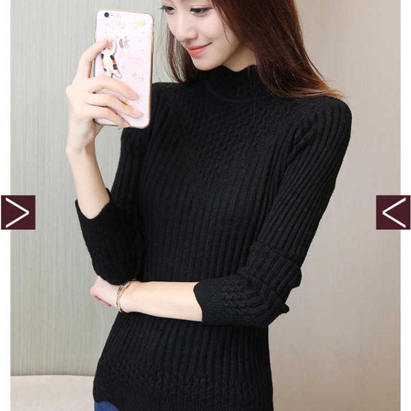 Pofulove Women High Elastic Turtleneck Sweater Winter Slim Sexy Bottoming Basic Knit Pullover jumper