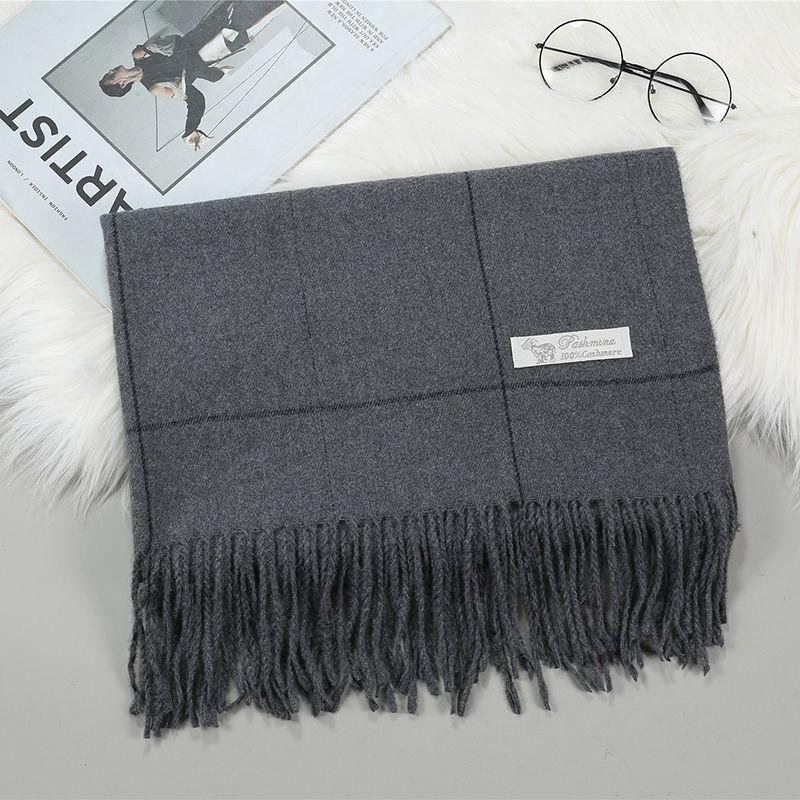 Winter Imitation Cashmere Plaid Scarf Fashion Warm All-match Scarf Lengthened Fringed Scarf Shawl for Women