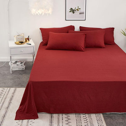 Spring Summer Solid Color Summer Thin Bed Linen Single-piece Washed Cotton Bed Linen Plus Bed Linen Extra Large Family