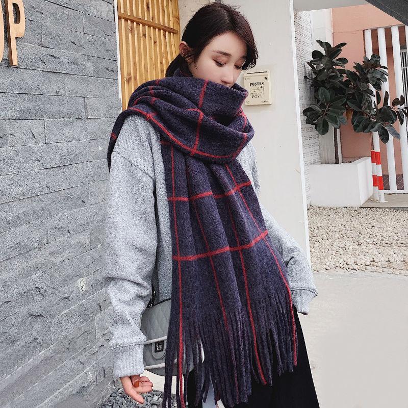 Winter Imitation Cashmere Scarf Korean Wild Double-sided Scarf Lovers Long Thick Bib Shawl