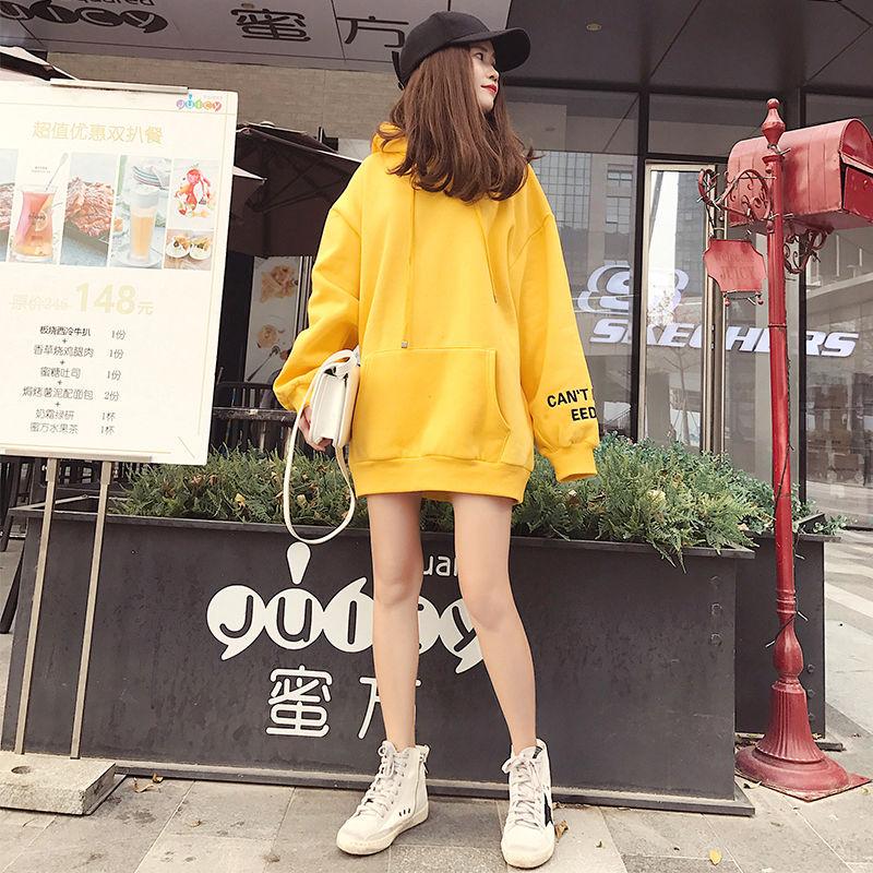 Sweater cotton women's Sweatshirt wild large size long sleeve warm hooded Top autumn and winter