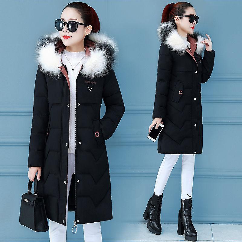 Winter Fashion Trend Women'sMid-length Slim-fit Plus Size Thick Temperament Big Fur Collar Down Padded Jacket