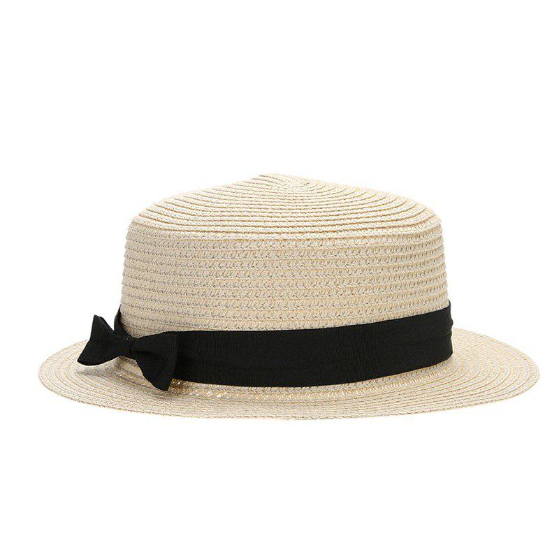 Lady Boater sun caps Ribbon Round Flat Top Straw beach hat Panama Hat summer hats for women straw