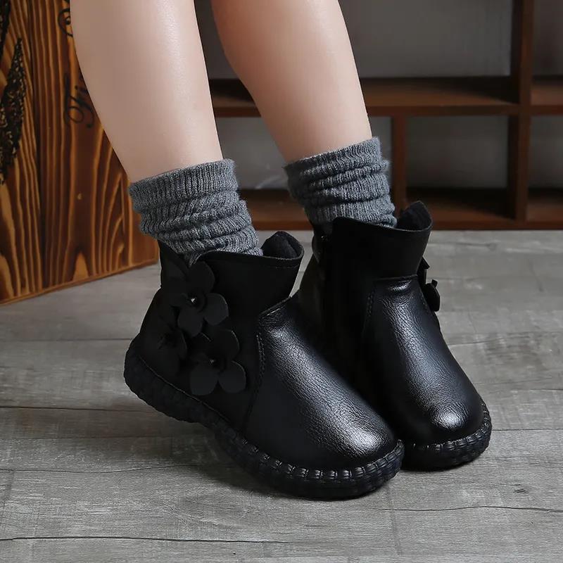 Girls Boots Winter Princess Boots Plus Velvet Children's Short Boots Girls Cotton Boots Baby Shoes