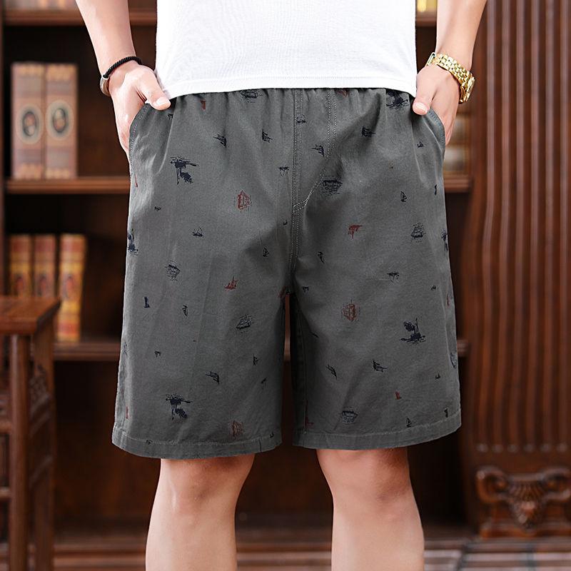 Summer Middle-aged Men's Shorts Pure Cotton Dad Outfit Middle-aged and Elderly Casual Pants Beach Pants Loose Five-point Pants Shorts Men