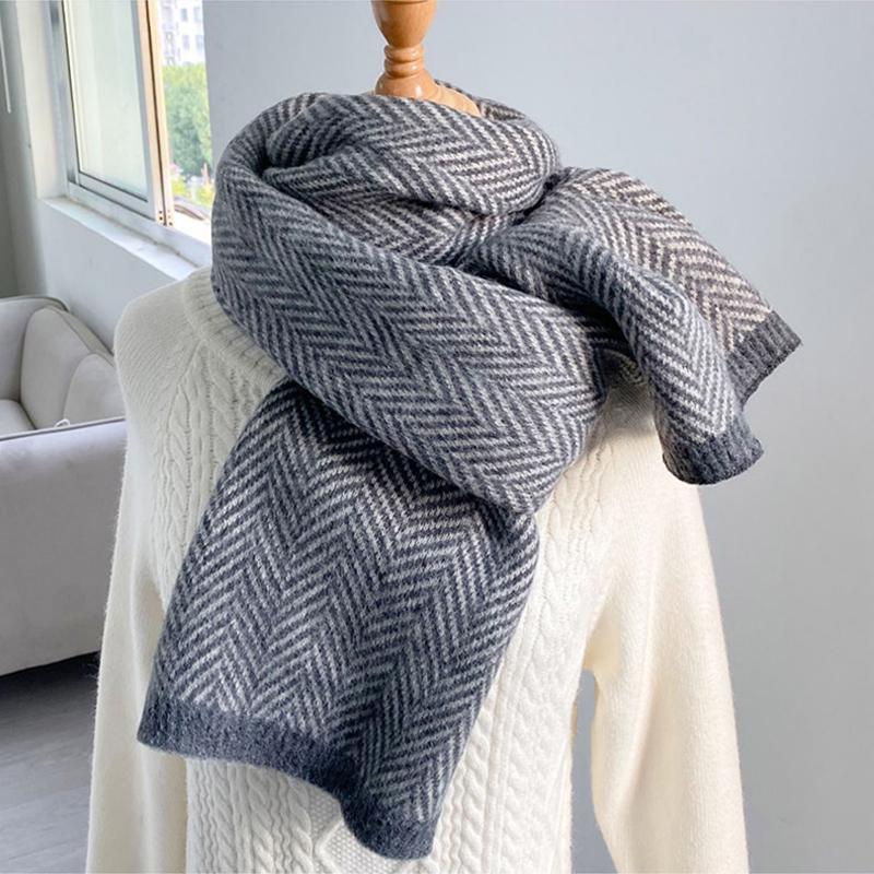 Lady Scarf Wool Knitted Scarf Winter Warm Soft Cotton Scarves for Women Men