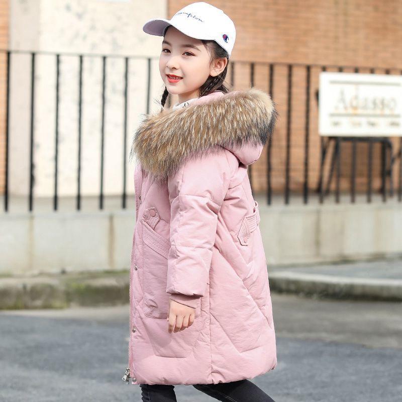 Girls' Winter Warm Cotton Coat Mid-length Plus Velvet Padded Cotton Jacket Korean Fashion Windproof Jacket