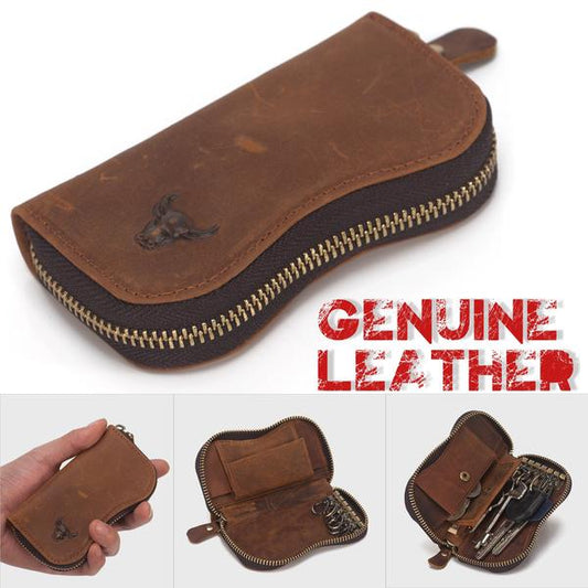 Vintage Retro Style Crazy Horse Genuine Leather Cowhide Super convenient Key Case Wallet