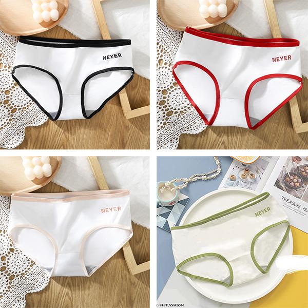 4Pcs/Set Ladies Color Matching Underpants Girl's Mid-waist Cute Large Size Panties Little Fresh Casual Briefs