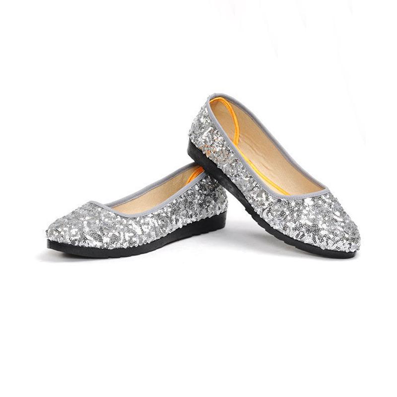 Old Beijing Cloth Shoes Fashion Sequined Flat Women's Single Shoes Soft Sole Mother Shoes Pedal Lazy Shoes