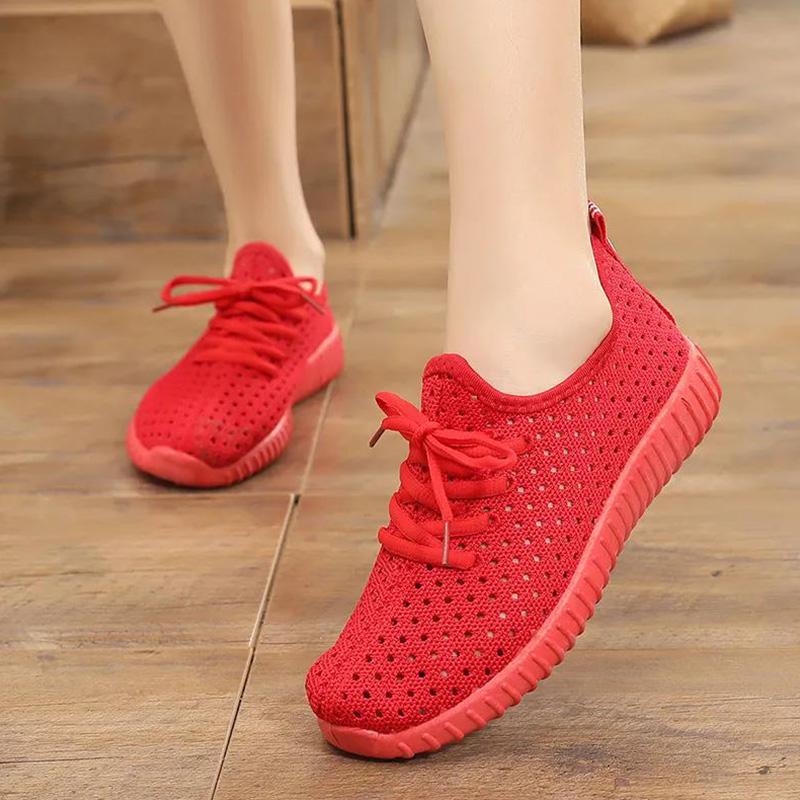 Summer Net Shoes Women's Hollow Breathable One-step Flat Bottom Pregnant Women Shoes Non-slip Breathable Fashion Sports Shoes