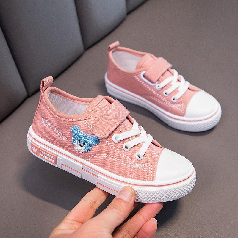 Baby Low-cut Non-slip Shoes Solid Sole Casual Sneakers Universal All-match Cartoon Embroidered Canvas Shoes for Boys and Girls