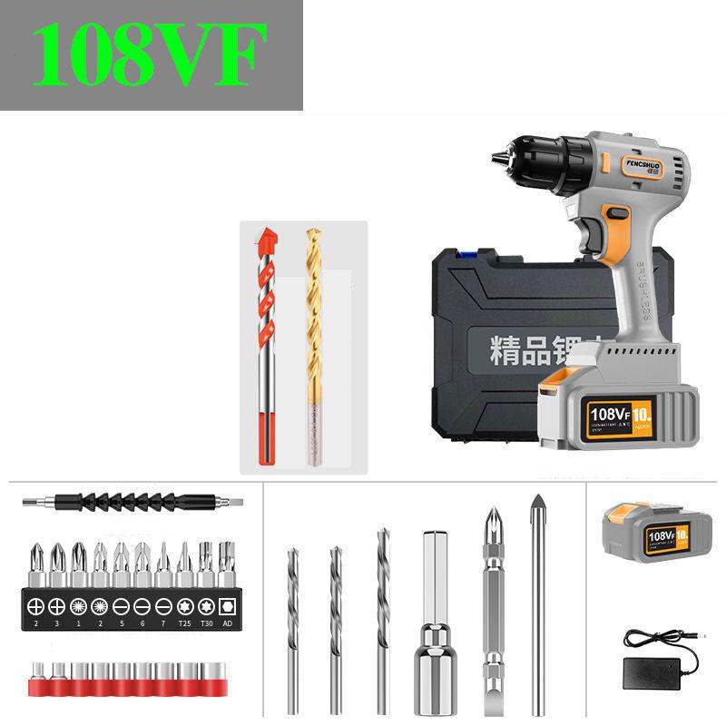 128VF Engineering Luxury Impact Drill Set Cordless Drill High Endurance Electric Screwdriver with Toolbox