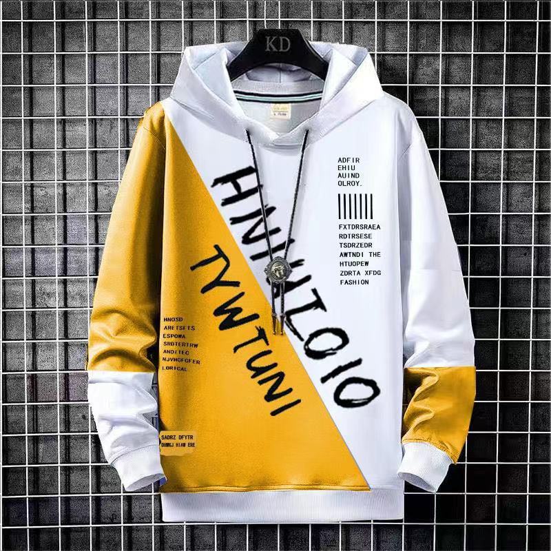 Autumn New Hooded Men's Sweater Teen Student Boy Color Matching Loose All-match Ins Coat Tide