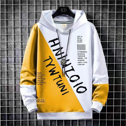 Autumn New Hooded Men's Sweater Teen Student Boy Color Matching Loose All-match Ins Coat Tide