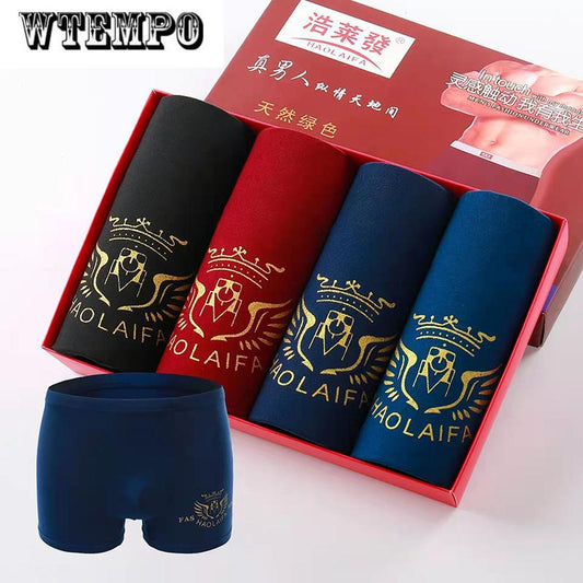 4 Pcs Elastic U Convex Underpants Underwear Boxer Briefs Soft and Comfortable Boxer Shorts for Men