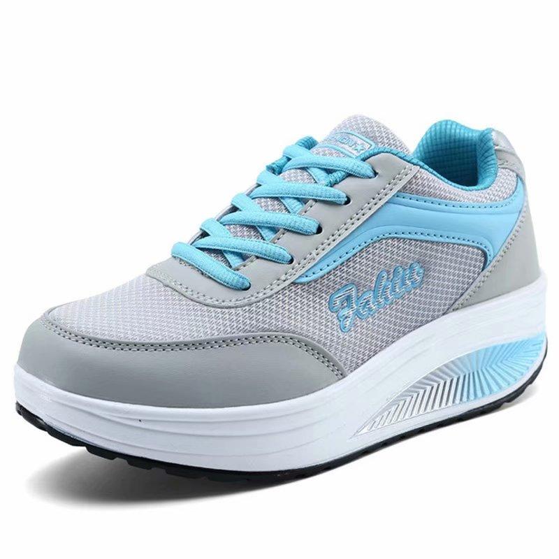 Women's Casual Sneakers Wedge Running Sports Shoes Breathable Mesh Slip Shoes 2 Colors