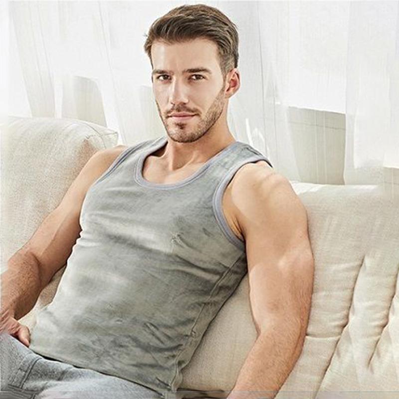 Men Winter Autumn Plus Velvet Thicken Thermal Underwear Tight Vest High Elasticity Comfortable Versatile Soft Lining O-neck Male Sleeveless Breathable