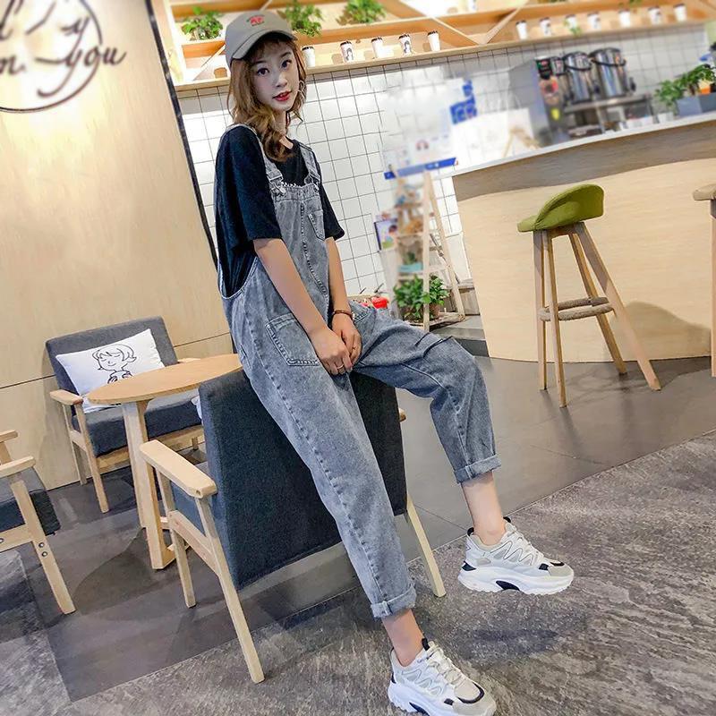 WTEMPO Woman Jeans Summer Denim Jumpsuit Long Romper Pants Zipper Pockets Sleeveless Adjusted Overalls Trousers