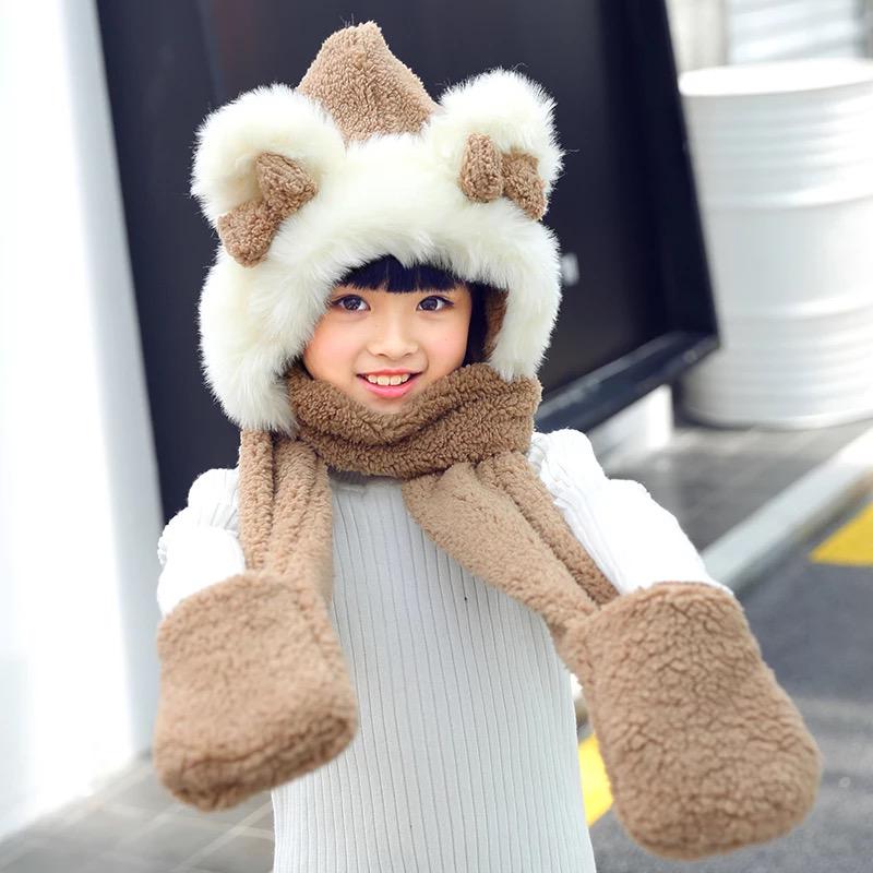 Parent-child Scarf & Hat & Gloves Women Girl Winter Warmer Fashion Cozy Soft