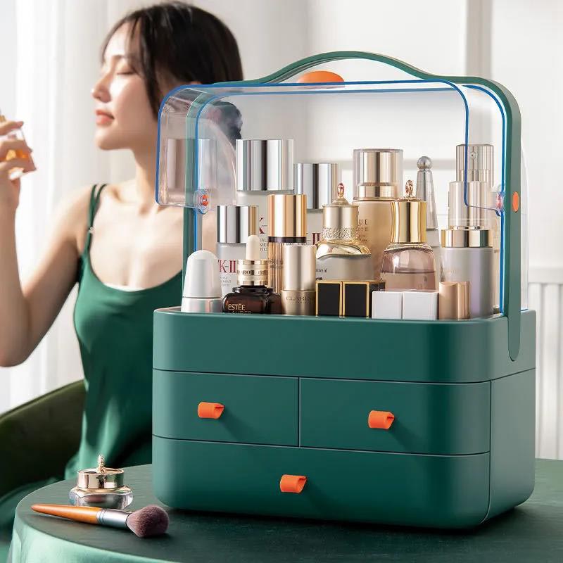 Dust-proof Cosmetic Storage Box Rack Desktop Skin Care Products Lipstick Dresser