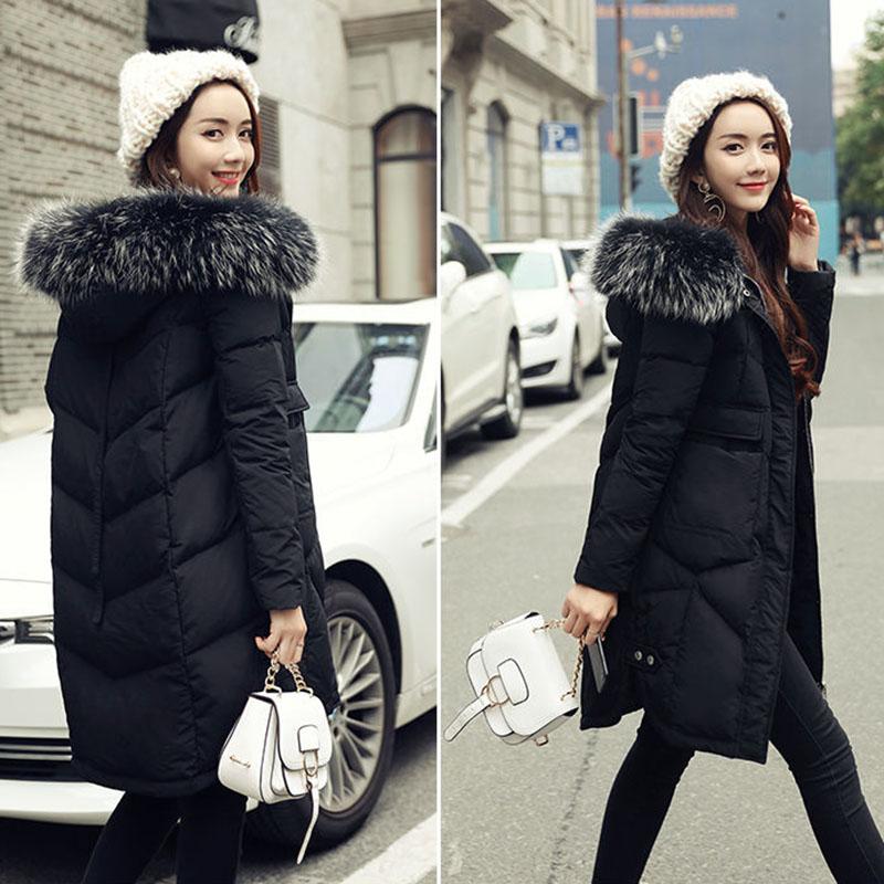 Cotton-padded Coat Women's Mid-length Korean Version of The Large Fur Collar Down Padded Jacket Slim Coat Winter Ins