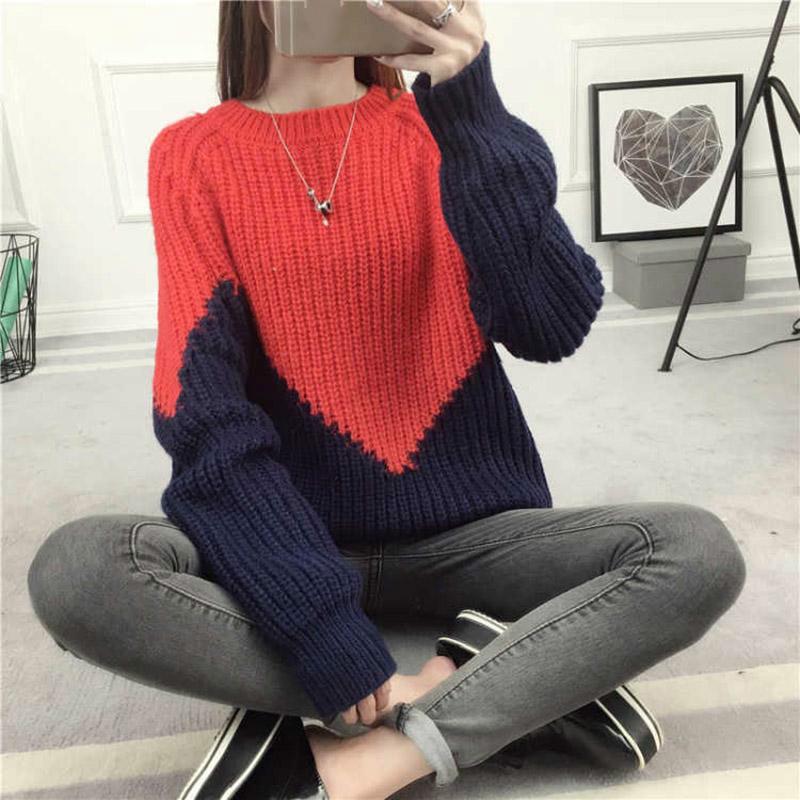 Autumn and Winter Solid Color Long-sleeved Large Size Cashmere Sweater Round Neck Sweater Female