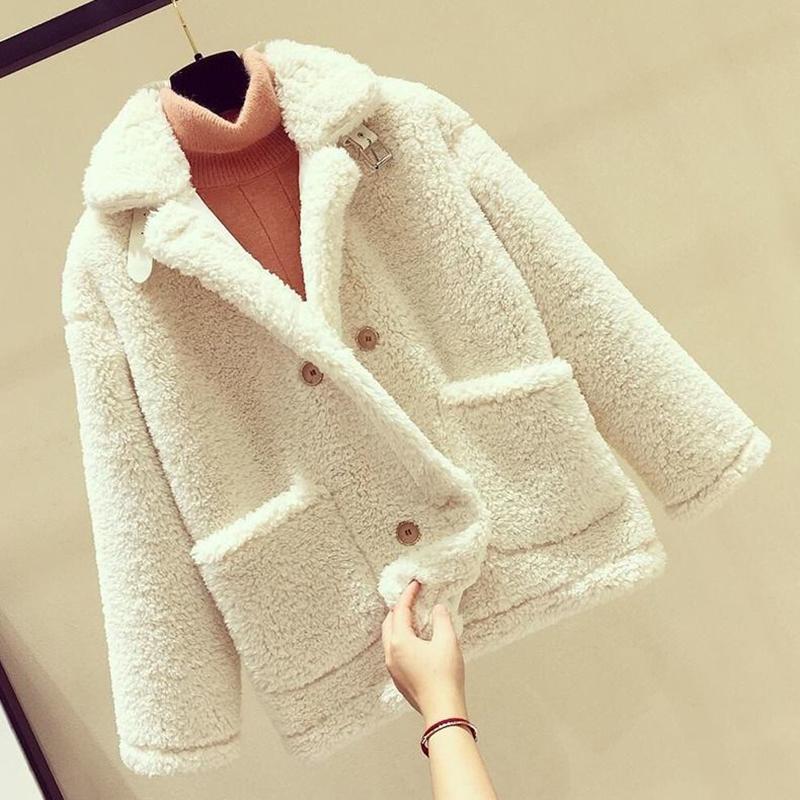 Fashion Trend Lamb Plush Women's Jacket Autumn and Winter Loose Plus Velvet Thick Fur One Short Grain Velvet Jacket