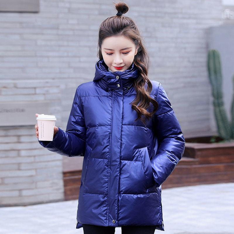 Gloss Down Jacket Women's Short Hooded Stand-up Collar Winter Loose Warm Thick Coat Loose Warm Bread Jacket