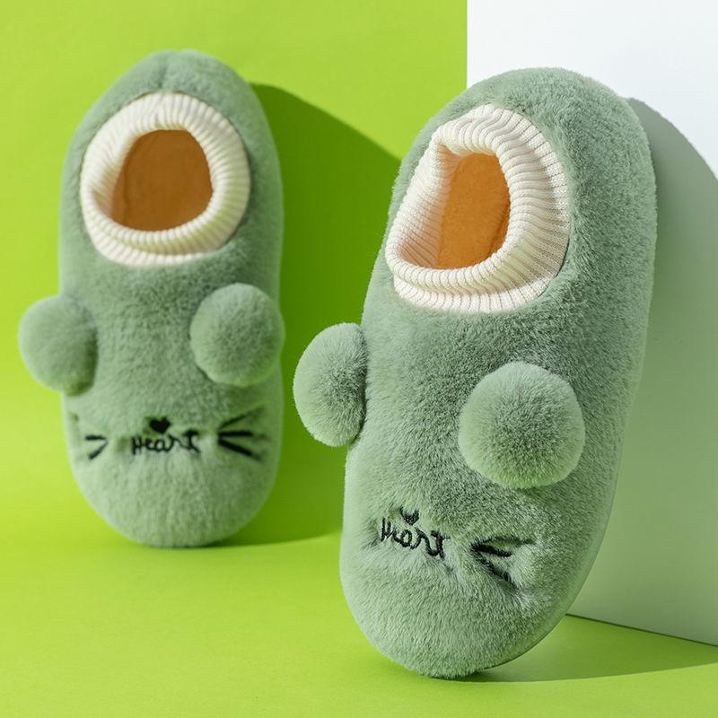 Autumn and Winter Cotton Slippers Cute Cat Design Cotton Slippers, Indoor Warmth Leisure and Entertainment, Flat Cotton Shoes