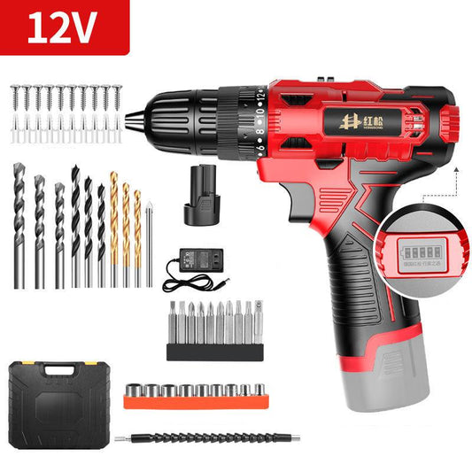 12V Luxury Household Electric Screwdriver Set Digital Display Cordless Electric Drill with Tool Box