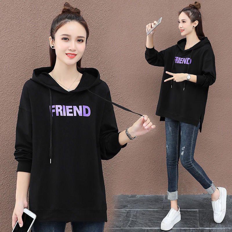 Large size long sleeve warm hooded top spring and autumn sweater cotton women's sweatshirt wild