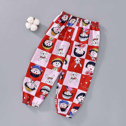 Anti-mosquito Sunscreen Pants for Boys Summer Cool Thin Cotton Silk Bloomers Children Girls Loose Baby Pajamas