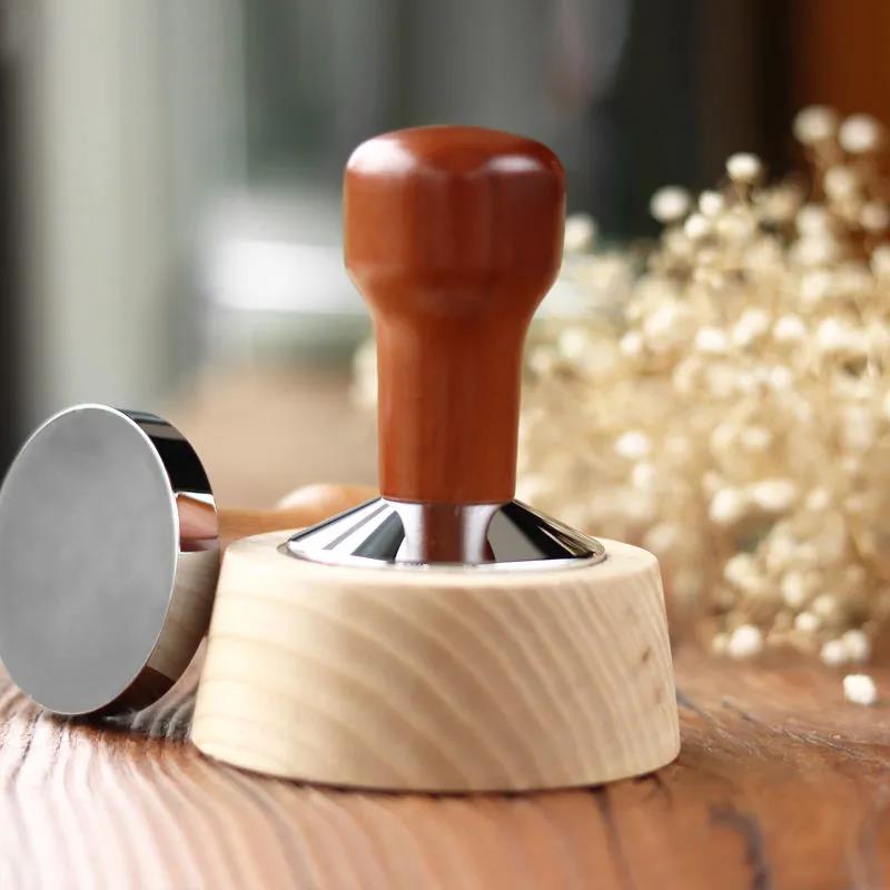 Coffee Tamper Wooden Handle Barista Espresso Machine Grinder 51mm for Coffee and Espresso Powder Hammer