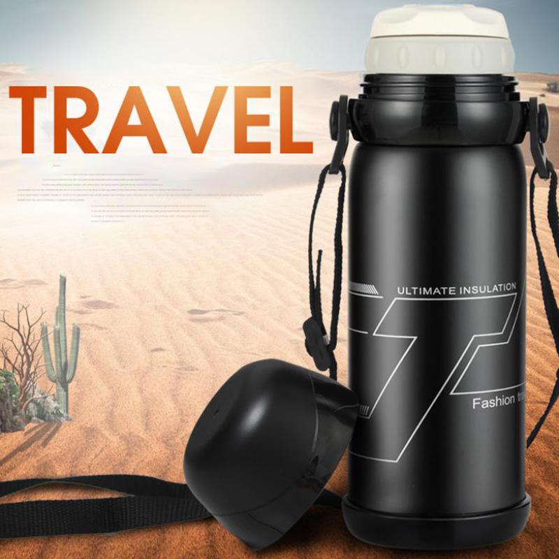 800ml Stainless Steel Vacuum Flask Outdoor Sports Large Capacity Kettle Coffee Tea Water Bottle Milk Cup