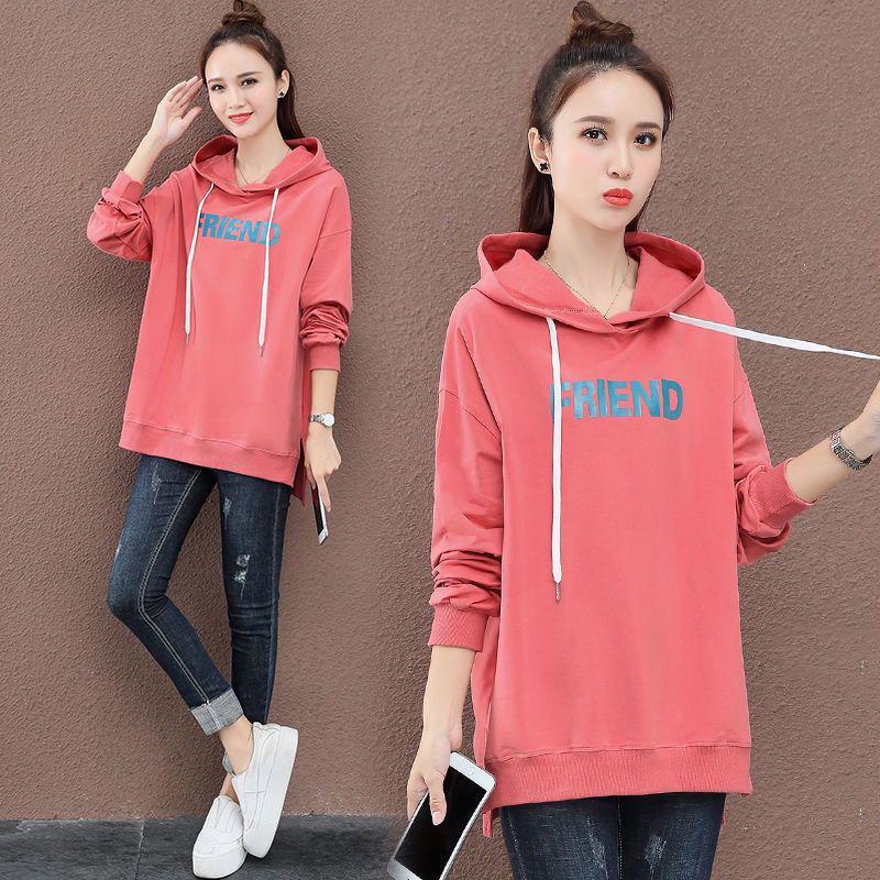 Large size long sleeve warm hooded top spring and autumn sweater cotton women's sweatshirt wild