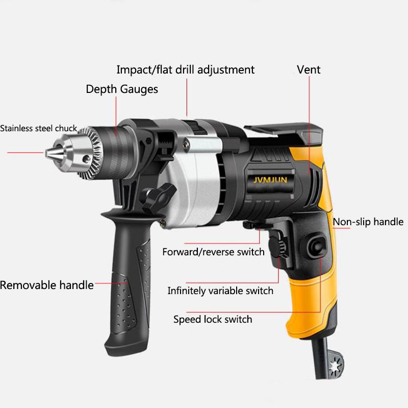 1380W Impact Drill Set Electric Screwdriver Wired Electric Drill Motor for Construction Worker Electrician