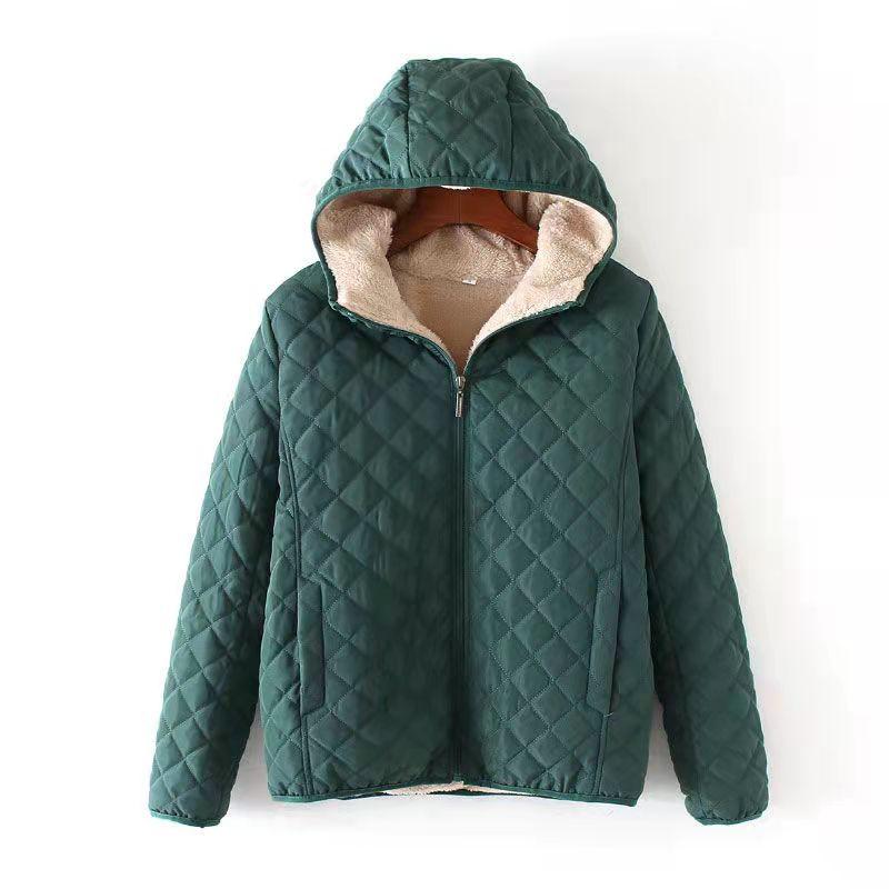 Slim Winter Cotton-padded Jacket Women's Short Light Thin Padded Jacket Plus Velvet Padded Padded Jacket Women's Imitation Lamb Velvet Coat