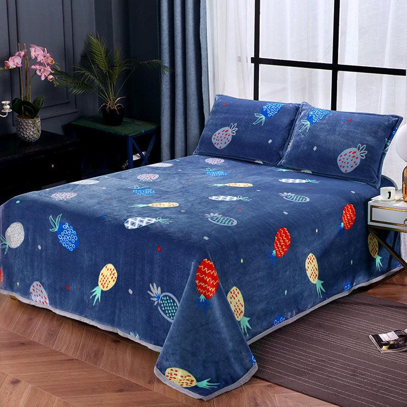 Coral Fleece Blanket Sheet Short Fleece Blanket Double-sided Fleece Single-piece Bedding Winter Fluffy Double-Fleece Flannel Warm Sheet