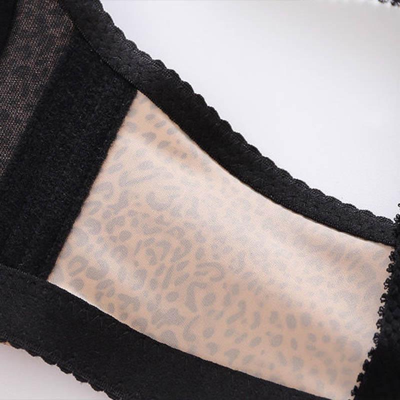 Leopard Print Large Size Thin Non-magnetic Bra Side-receiving Side Breasts Anti-sagging No Steel Ring Gathering Underwear Ladies Bra