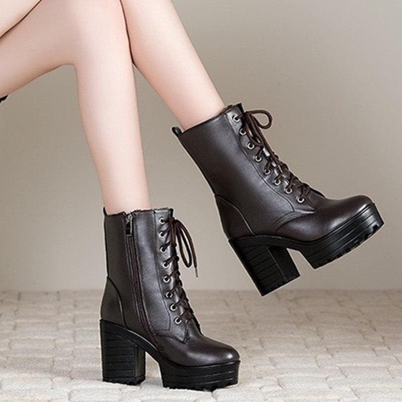 Women's Shoes Autumn Winter High-heeled Martin Boots British Style Women's Boots Ankle Boots 34-43