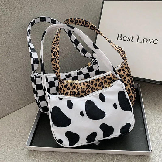 Baguette Bag Nylon Animal Pattern Armpit Bag for Women Shoulder Handbags Lady Simple Hand Bag