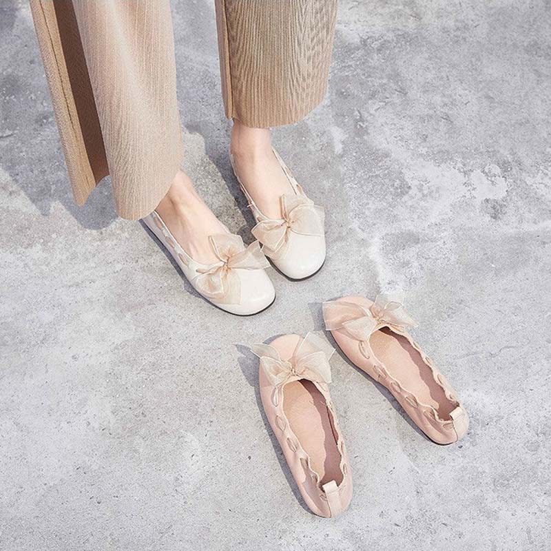 Single Shoes Women Spring Shallow Mouth Flat All-match Fairy Summer Popular Ribbon Gentle Shoes