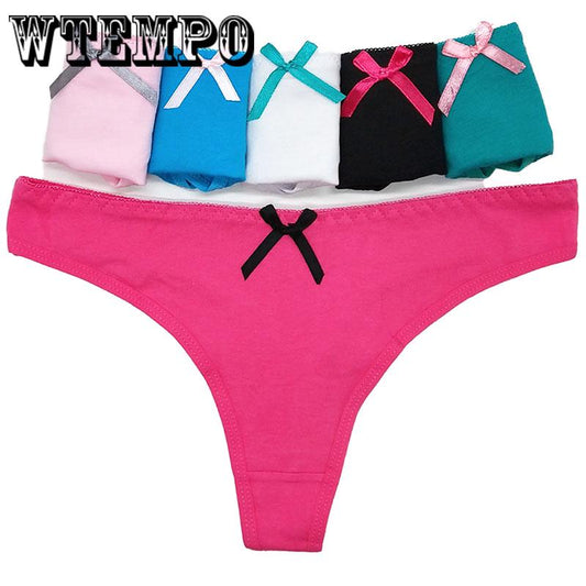 6 Pcs/Lot  Cotton G-String Thong Panties String Underwear Women Briefs Solid color Seamless