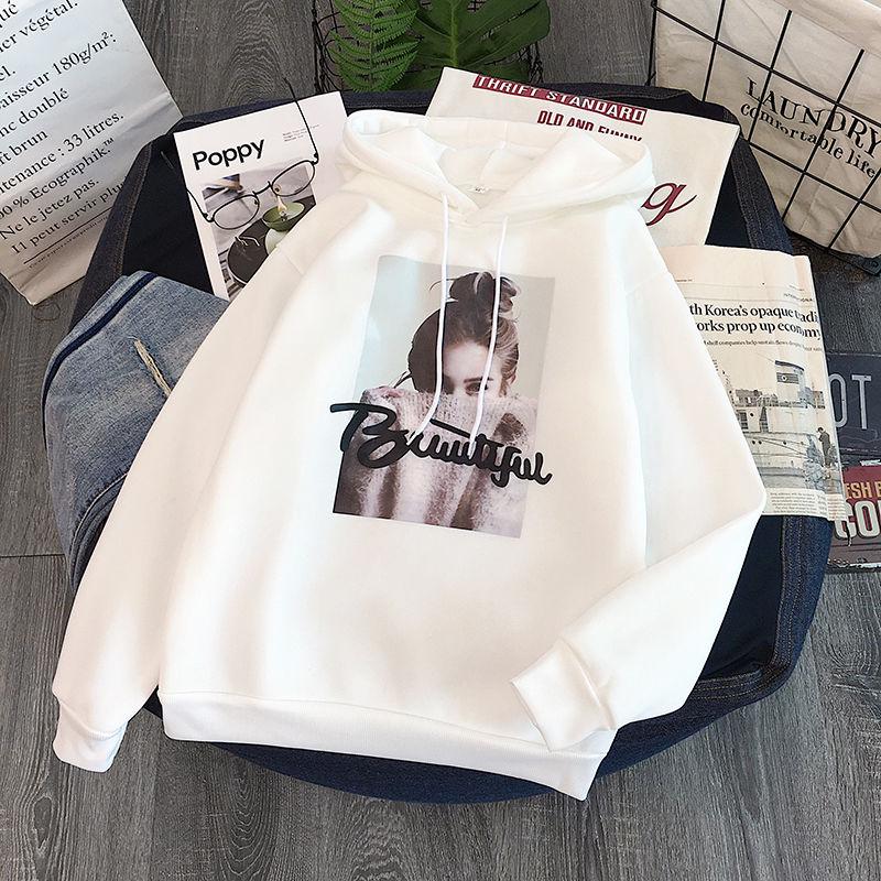 Hooded tops spring and autumn sweater cotton women's sweatshirt wild large size long sleeve warm