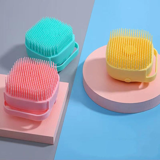 Pet Bath Brush Dog Bath Artifact Shampoo Bath Liquid Storage Cup Silicone Cat Puppy Bath Brush Pet Cat Dog Grooming Comb Hair Removal Massage Brush