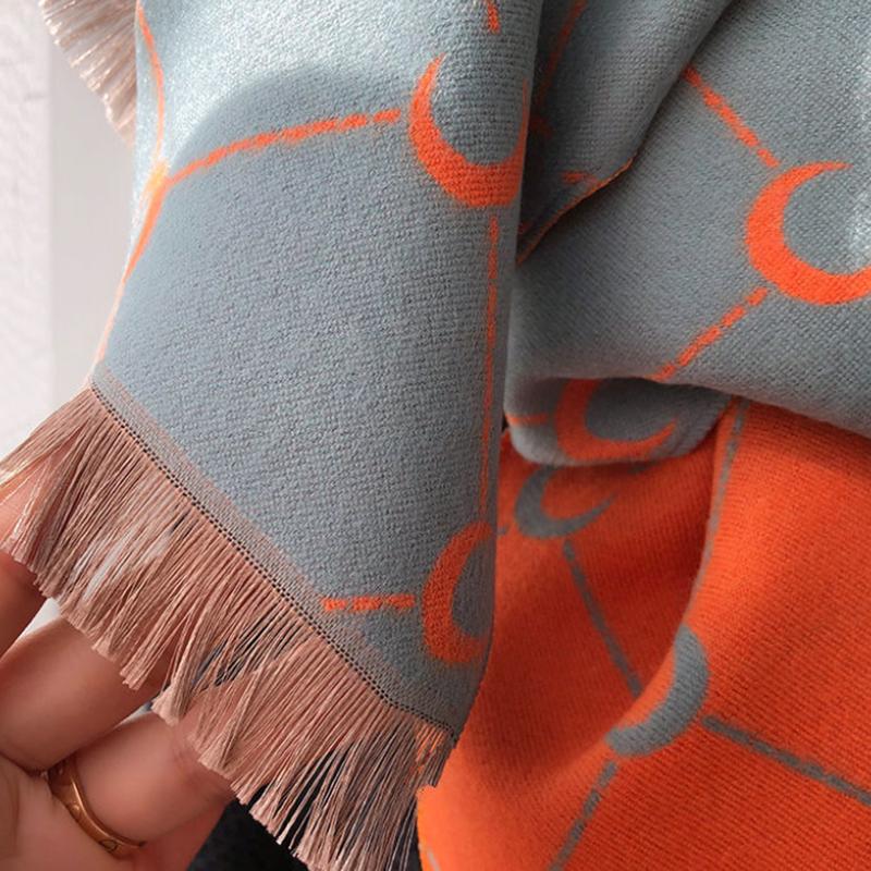 Double-sided Moon Scarf Female Winter Korean Wild Double-sided Solid Color Scarf Long Thick Warm Shawl