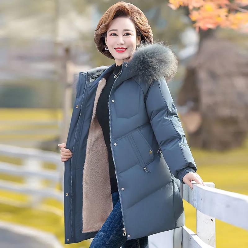 Winter Coat Down Padded Jacket Plus Velvet Padded Jacket Women's Mid-length Padded Jacket