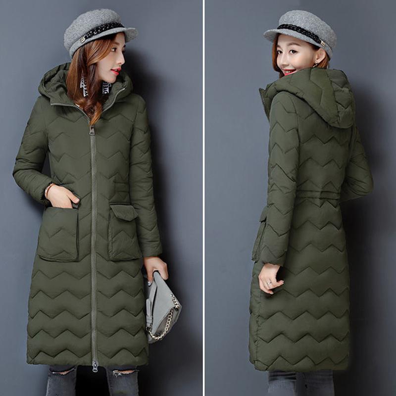 Women's Mid-length Down Jacket Winter Korean Loose Cotton Clothes Casual Hooded Padded Jacket Quilted Jacket