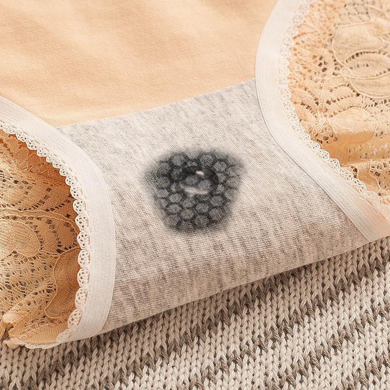 3Pcs/Set Seamless Cotton Lace Panties Women's Lace Breathable Underpants Mid-waist Graphene Crotch Briefs